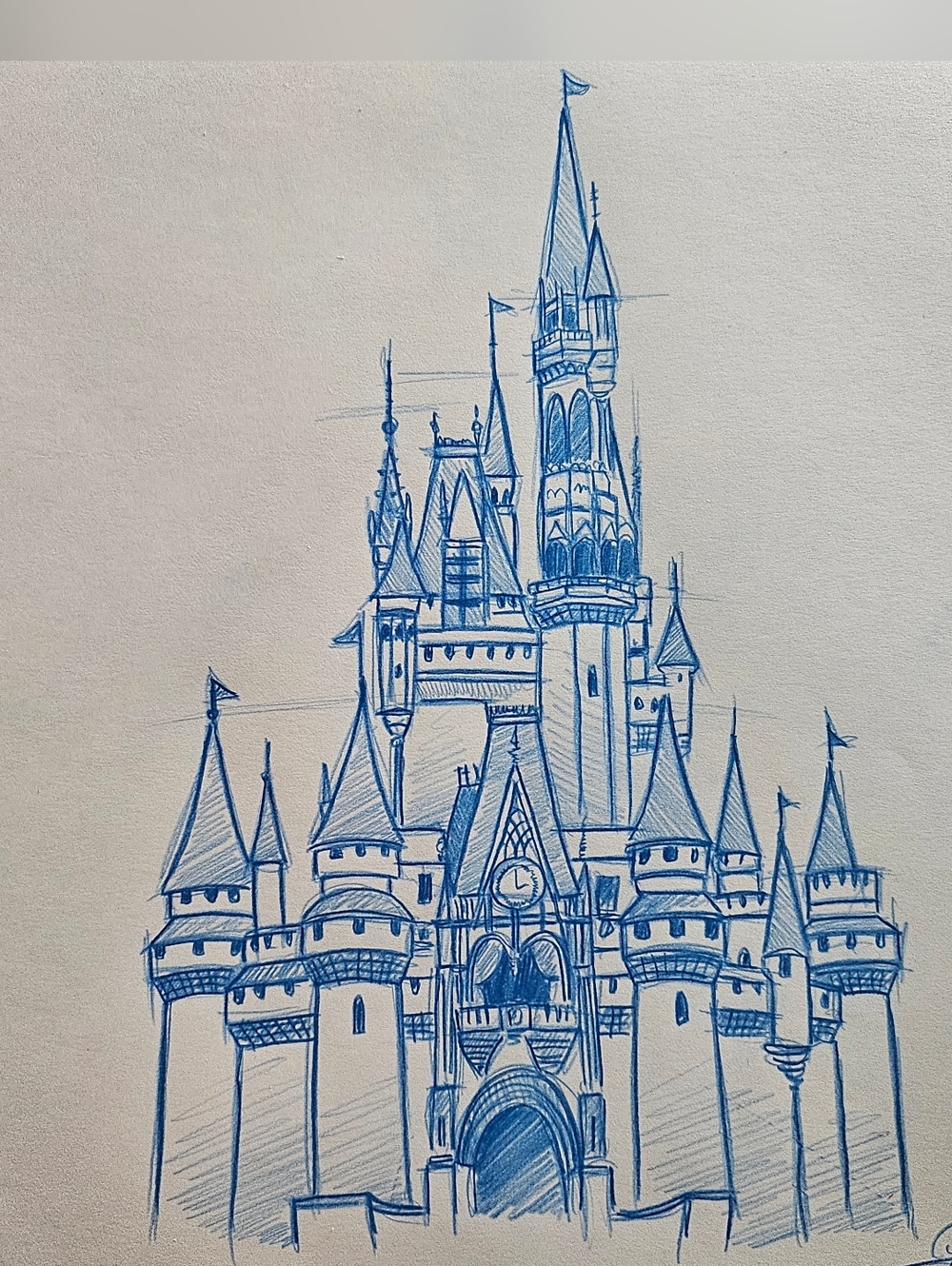 Walt Disney World WDW Cinderella Castle Drawing/Sketch Art Handmade/drawn Signed